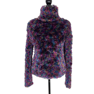 Graffiti multicolour eyelash knit turtleneck